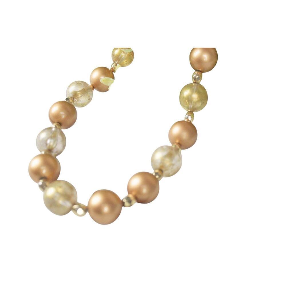Y2K Vintage Gold Chunky Beaded Necklace Statement Necklace Marble Beads Layering